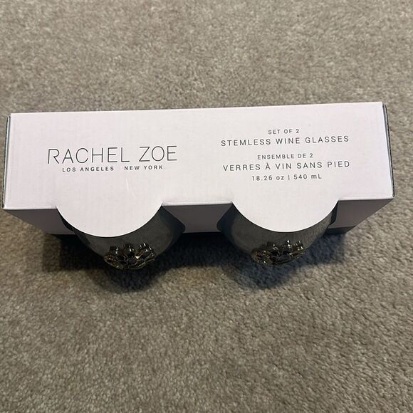 Rachel Zoe Crystal Embellished Peacock Stemless Wine Glasses! - Picture 6 of 10